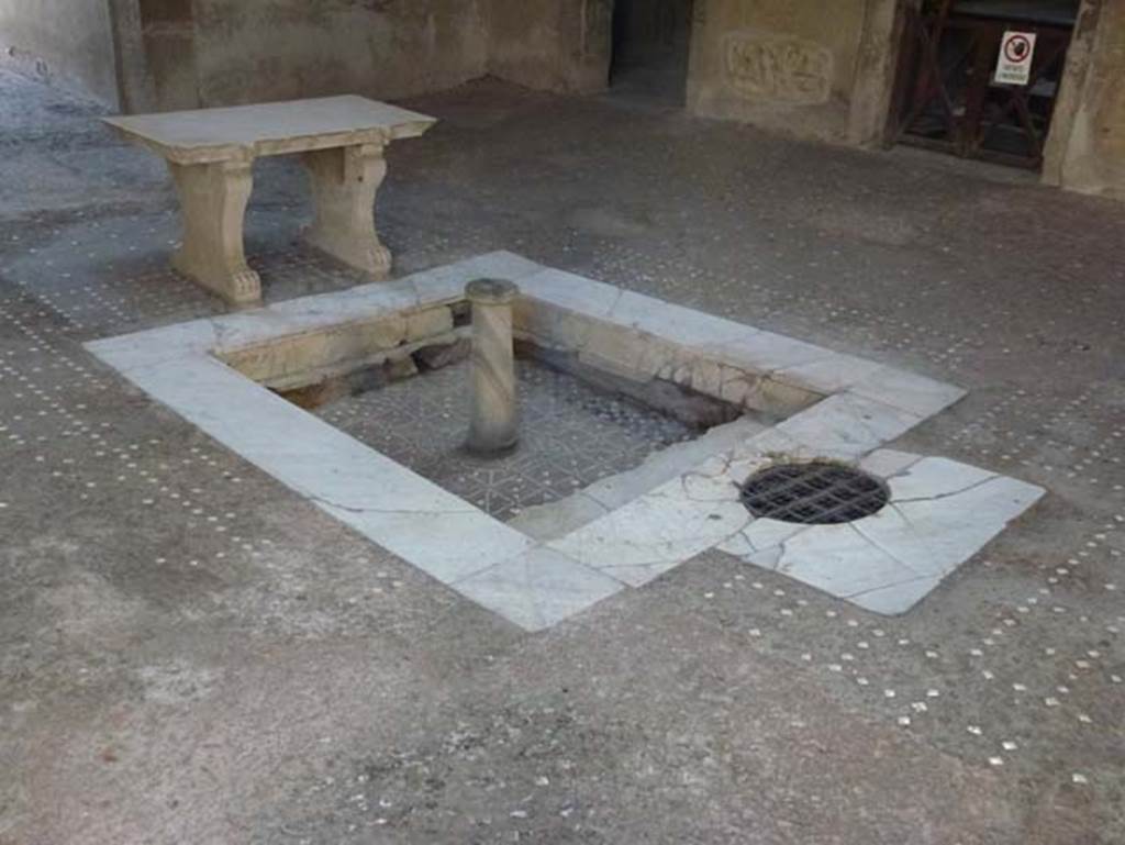 III.11 Herculaneum. October 2012. Looking south-east across impluvium in atrium.
Photo courtesy of Michael Binns.